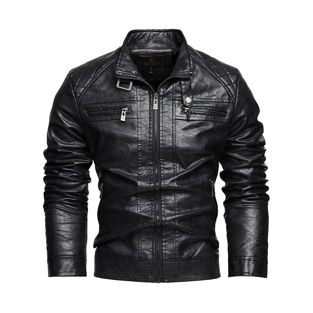Pocket Pu Leather Coat Jacket