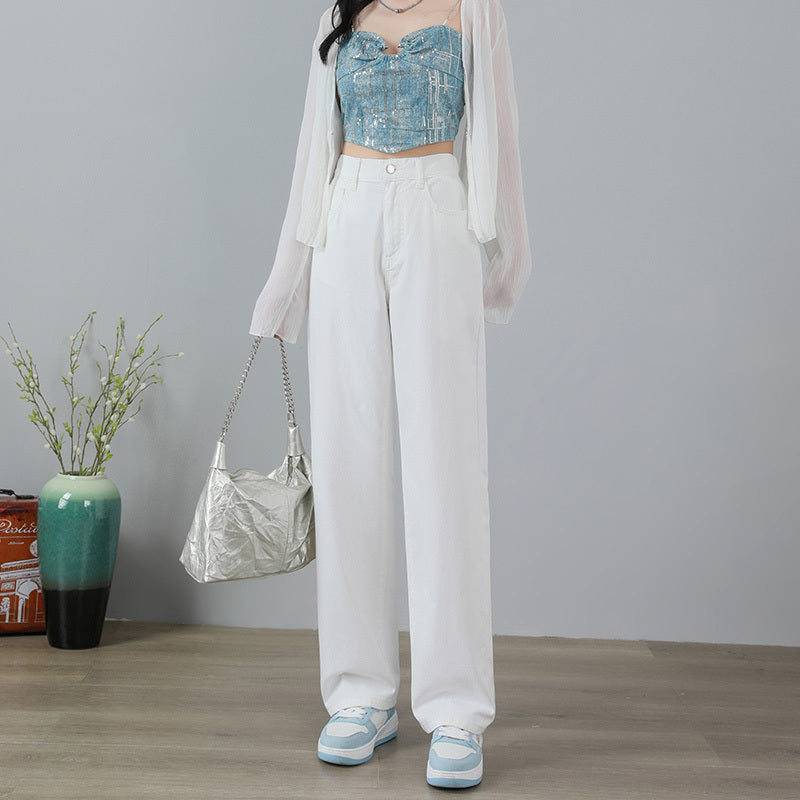 Thin High Waisted Plus Size Wide Leg Pants