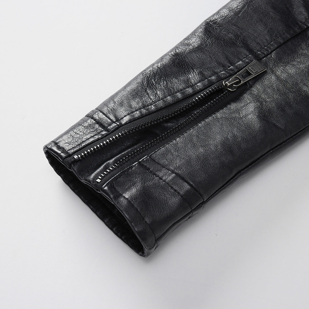 Pocket Pu Leather Coat Jacket