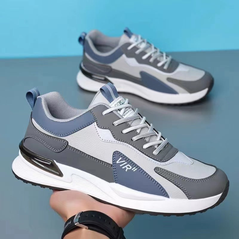 Men’s Fashion Sneakers – Color Block Mesh, Lace-Up, Breathable Sports Shoes