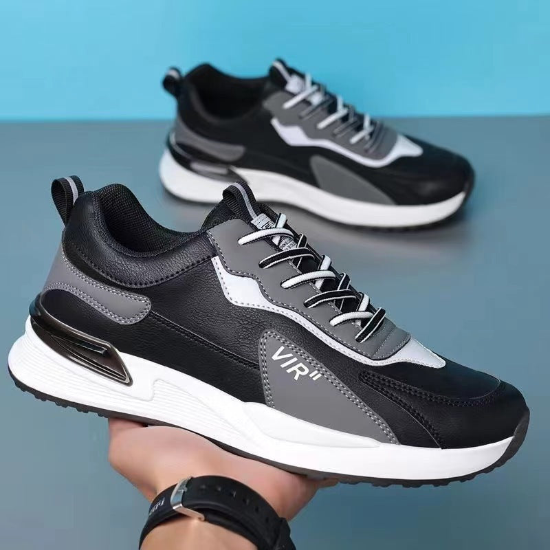 Men’s Fashion Sneakers – Color Block Mesh, Lace-Up, Breathable Sports Shoes