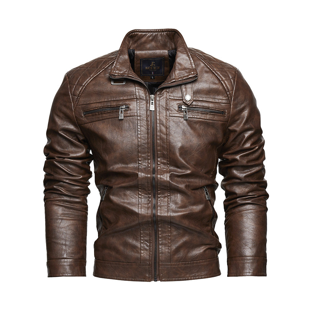 Pocket Pu Leather Coat Jacket