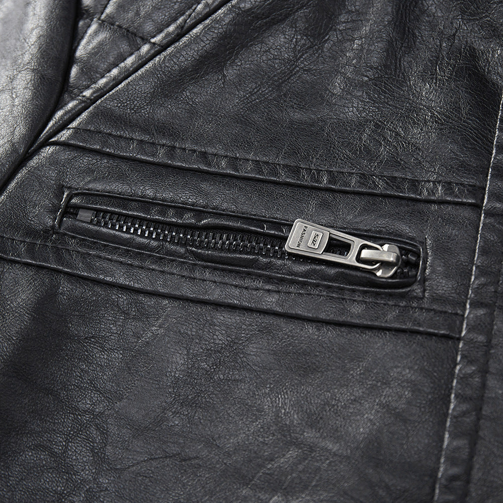 Pocket Pu Leather Coat Jacket