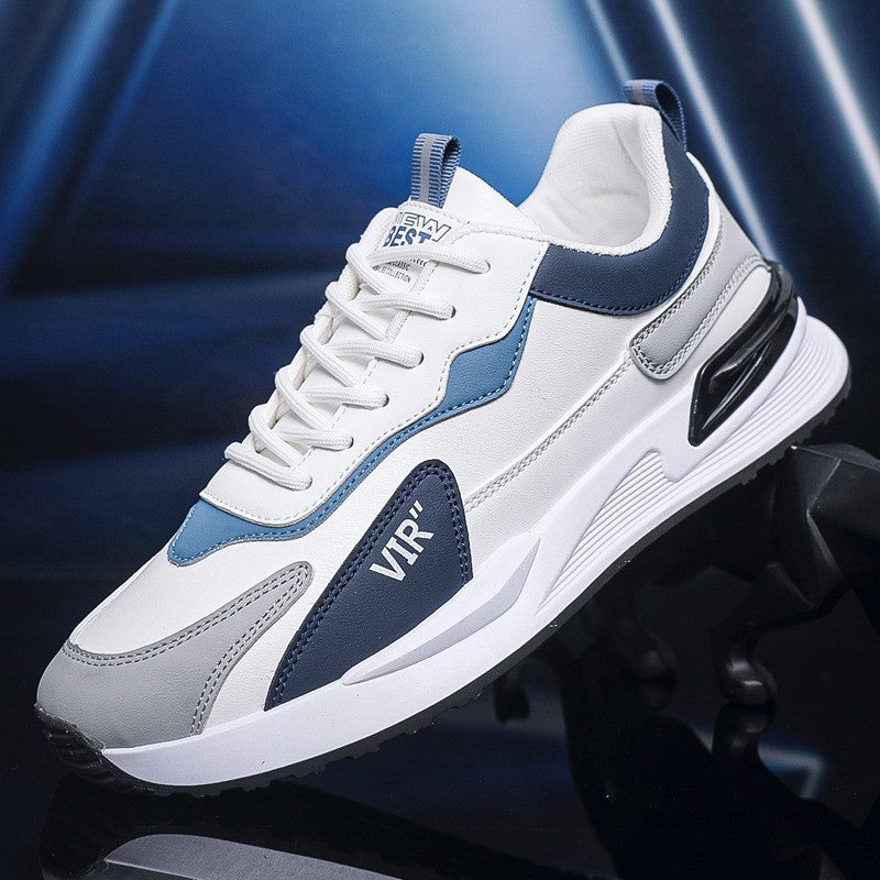 Men’s Fashion Sneakers – Color Block Mesh, Lace-Up, Breathable Sports Shoes
