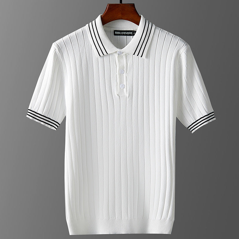 Silk Thin Lapels Polo Sweater