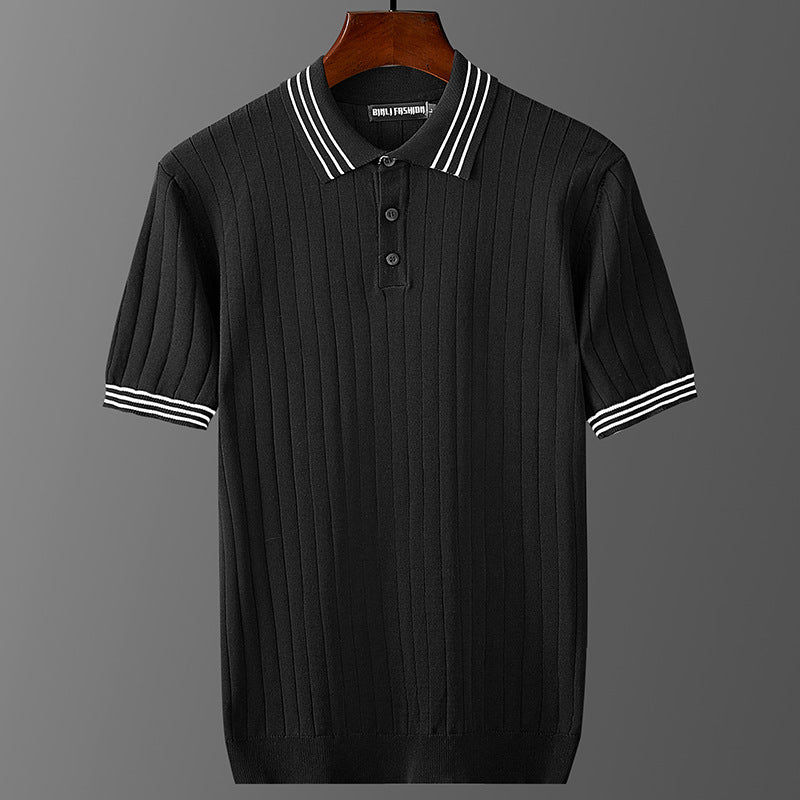 Silk Thin Lapels Polo Sweater