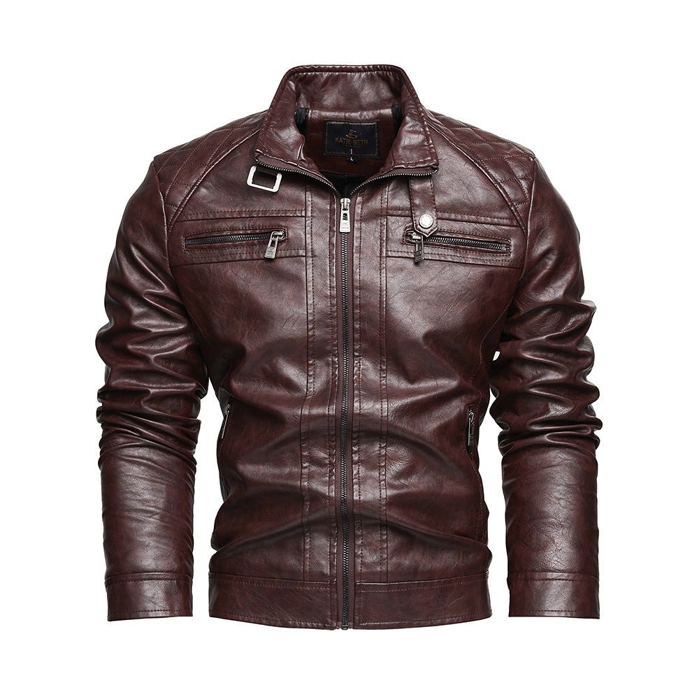 Pocket Pu Leather Coat Jacket