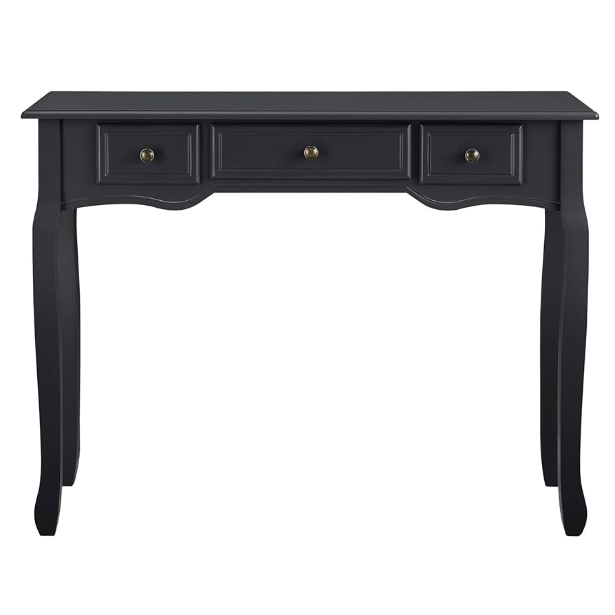 Console Table Sofa Table Vintage with 3 Drawers MDF and Pine Wood and Metal 78 x 100 x 35 cm