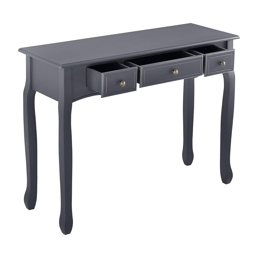 Console Table Sofa Table Vintage with 3 Drawers MDF and Pine Wood and Metal 78 x 100 x 35 cm