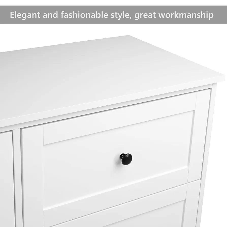 Bedroom Chest of Drawers White Storage Cabinet with 6 Drawers White Sideboard Dresser Drawers for Living Room Hallway 108x40x87cm