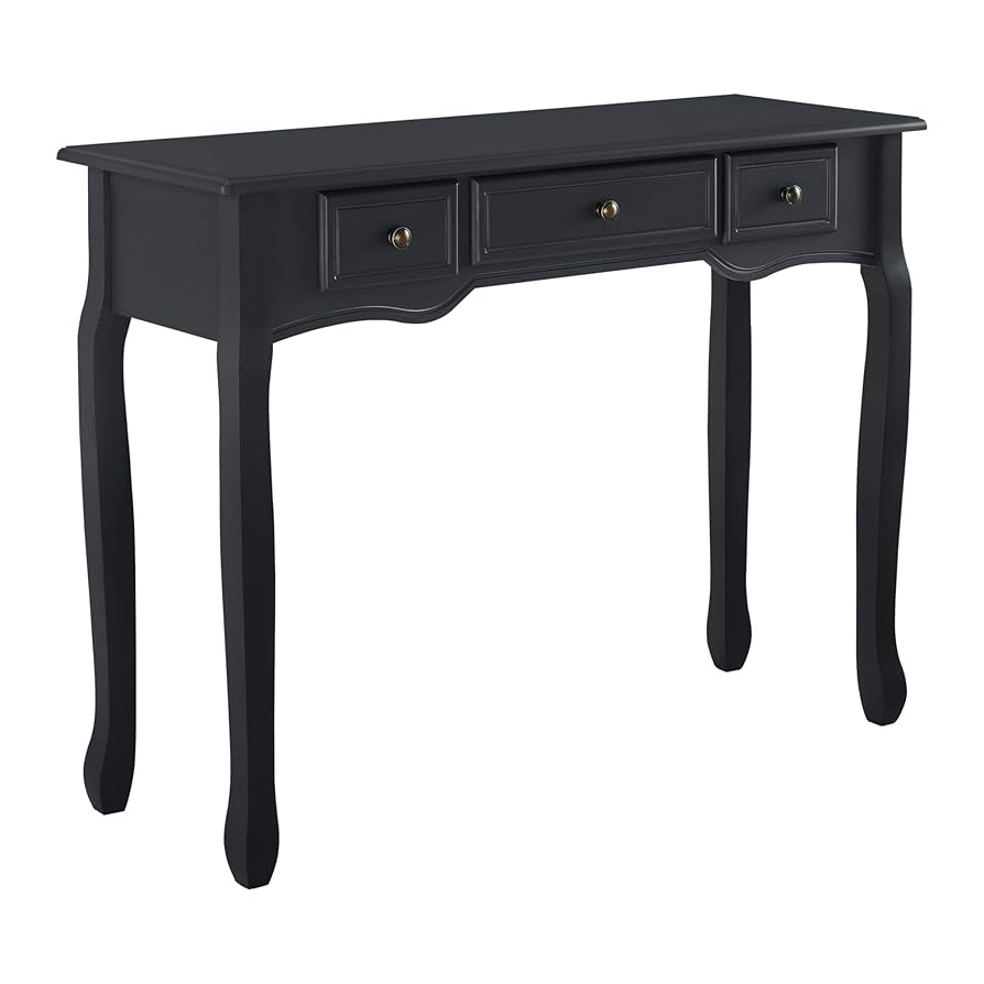 Console Table Sofa Table Vintage with 3 Drawers MDF and Pine Wood and Metal 78 x 100 x 35 cm
