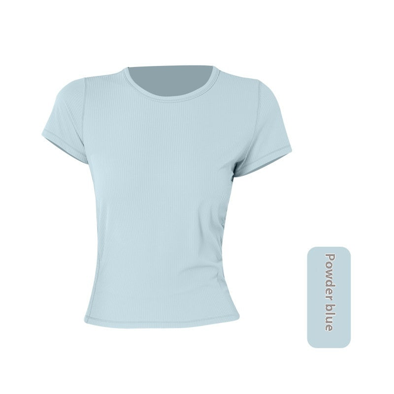 Round Neck Short Sleeve High Elastic Thread Short Sleeve Yoga Jacket Women