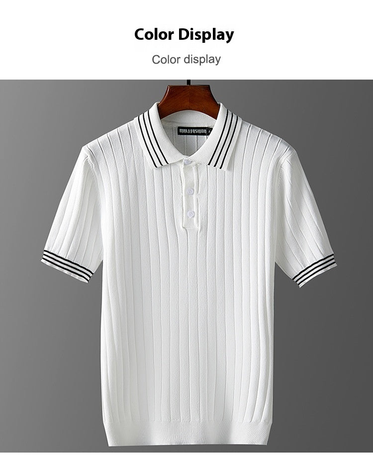 Silk Thin Lapels Polo Sweater