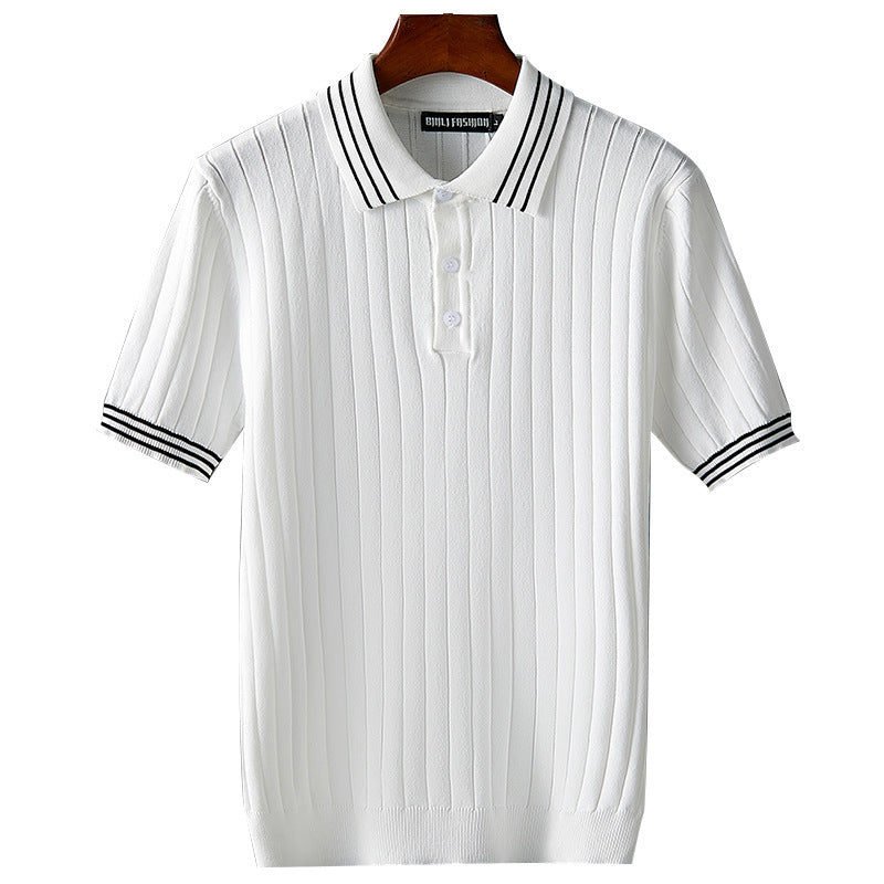 Silk Thin Lapels Polo Sweater