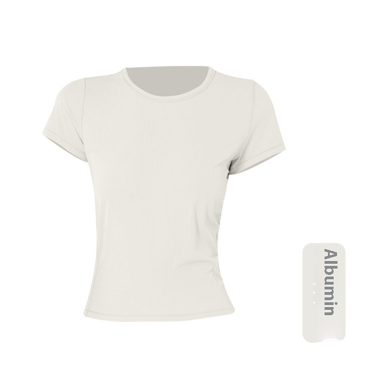 Round Neck Short Sleeve High Elastic Thread Short Sleeve Yoga Jacket Women