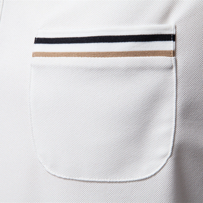 Short-sleeved Polo Shirt Striped Lapel Business Casual Top Men