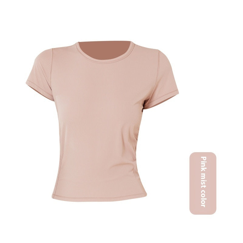 Round Neck Short Sleeve High Elastic Thread Short Sleeve Yoga Jacket Women