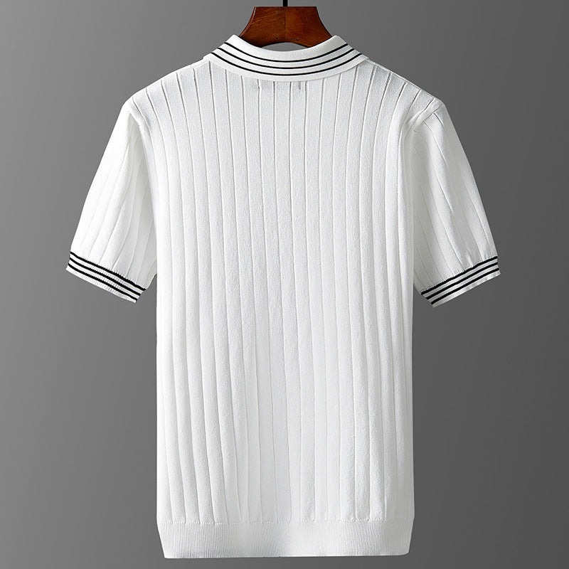 Silk Thin Lapels Polo Sweater