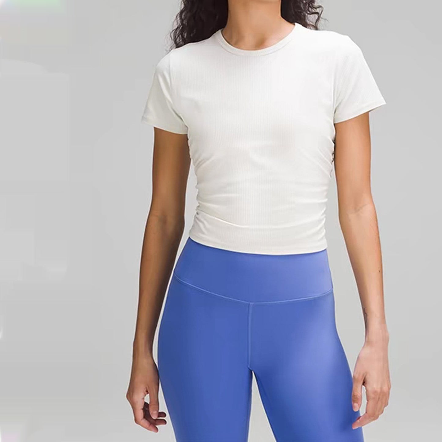 Round Neck Short Sleeve High Elastic Thread Short Sleeve Yoga Jacket Women