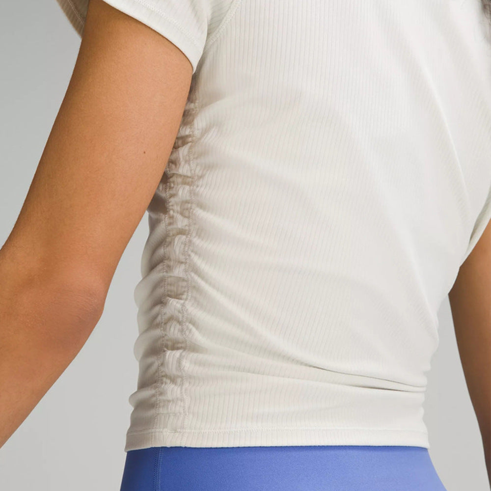 Round Neck Short Sleeve High Elastic Thread Short Sleeve Yoga Jacket Women