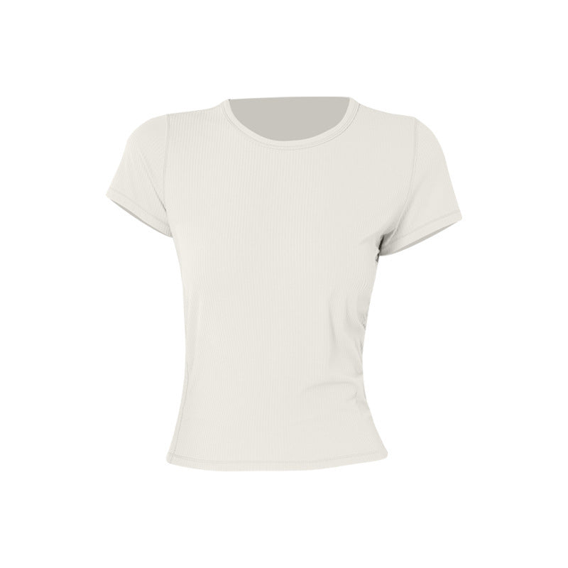 Round Neck Short Sleeve High Elastic Thread Short Sleeve Yoga Jacket Women