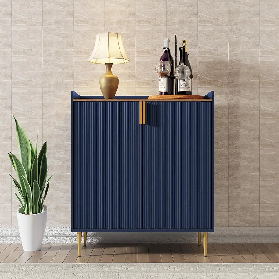 Drinks Cabinet, Wine Cabinet for 9 Bottles Bar Cabinet with Glass Holders Freestanding Wine Rack Sideboard Bar Table Buffet for Living & Dining Room